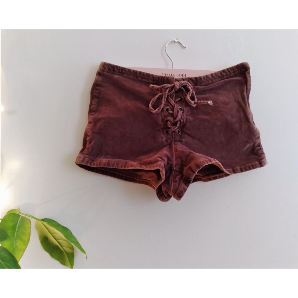Maroon corduroy BDG cheeky shorts